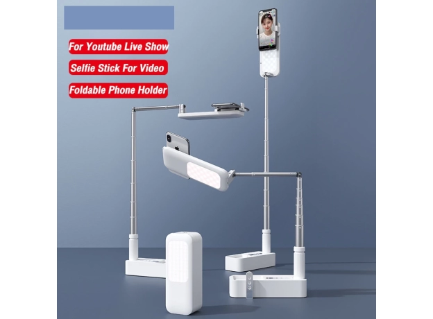 Portable Phone Holder with Selfie Fill Light â€“ Ideal for Video Conferencing, YouTube Live with iPhone