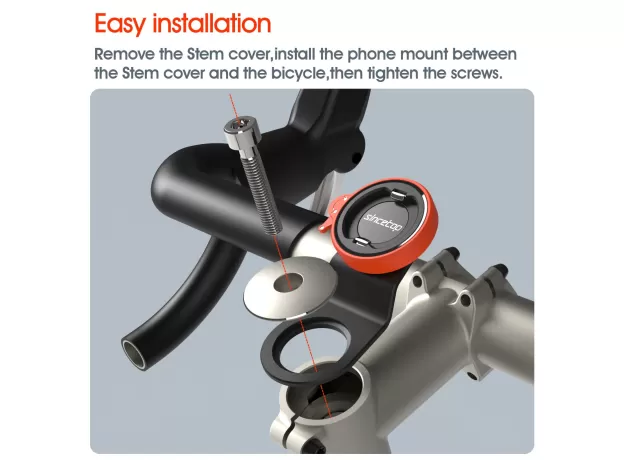 UNIVERSAL ALUMINUM BIKE AND BICYCLE PHONE HOLDER, SECURE STEM MOUNT FOR MTB AND ROAD CYCLING, QUICK ATTACH/DETACH