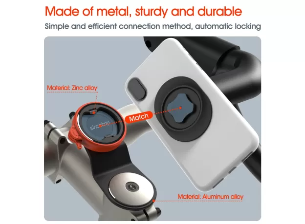UNIVERSAL ALUMINUM BIKE AND BICYCLE PHONE HOLDER, SECURE STEM MOUNT FOR MTB AND ROAD CYCLING, QUICK ATTACH/DETACH