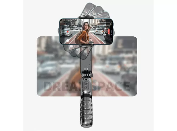 FOLDABLE HANDHELD GIMBAL STABILIZER WITH WIRELESS BLUETOOTH AND FILL LIGHT Â€“ PERFECT FOR HUAWEI AND IPHONE SMARTPHONES