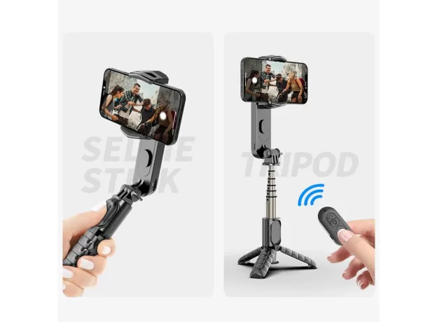 FOLDABLE HANDHELD GIMBAL STABILIZER WITH WIRELESS BLUETOOTH AND FILL LIGHT Â€“ PERFECT FOR HUAWEI AND IPHONE SMARTPHONES