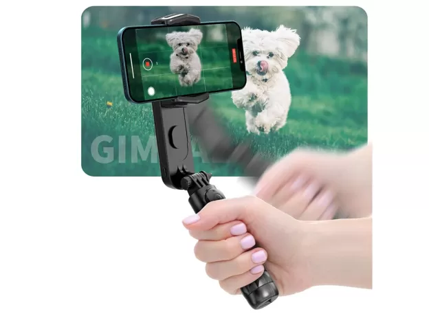 FOLDABLE HANDHELD GIMBAL STABILIZER WITH WIRELESS BLUETOOTH AND FILL LIGHT Â€“ PERFECT FOR HUAWEI AND IPHONE SMARTPHONES