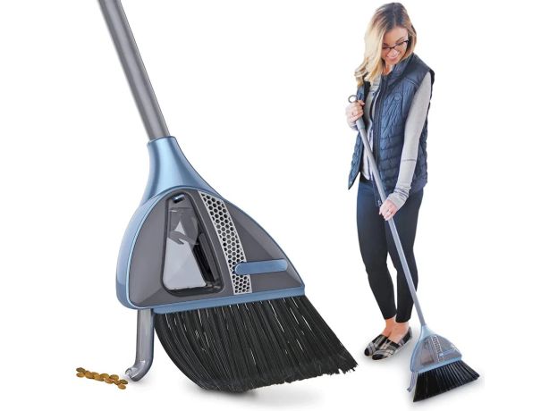 Vacuum Broom, 2 in 1 Strong Suction Cordless Sweeper Broom, USB Charging Quiet Floor Sweeper, Broom Vacuum Sweeper for Bedroom, Living Room