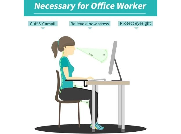 COMPUTER ARM REST FOR DESK, ADJUSTABLE ARM REST SUPPORT FOR COMPUTER DESK ERGONOMIC ARM REST EXTENDER ROTATING MOUSE PAD HOLDER FOR TABLE