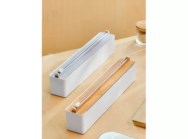 MAGNETIC PLASTIC WRAP DISPENSER WITH CUTTER - REFILLABLE ALUMINUM TIN FOIL AND PLASTIC WRAP ORGANIZER FOR KITCHEN