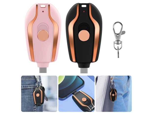 Mini Emergency Power Pod, 100% Full Capacity Keychain Portable Charger for iPhone, Power Emergency Pod Fast Charging Power Bank Battery