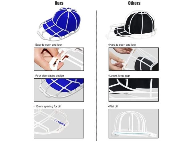 HAT WASHER FOR WASHING MACHINE, 2-PACK BASEBALL CAPS STORAGE HOLDER FIT FOR ADULT/KID'S HAT RACK FRAME FOR WASHER MACHINE CLEANER
