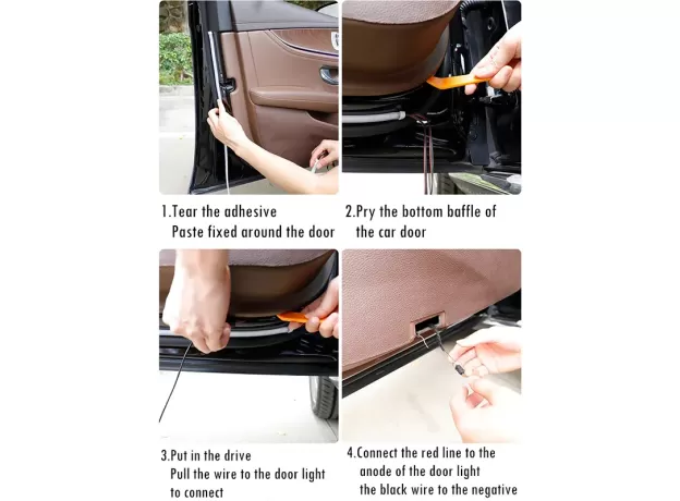 CAR DOOR LED WARNING LIGHT, 2 PCS 48 INCH FLEXIBLE DUAL COLOR STRIP LIGHT WHITE & RED SEQUENTIAL SWITCHBACK, SAFETY LIGHT