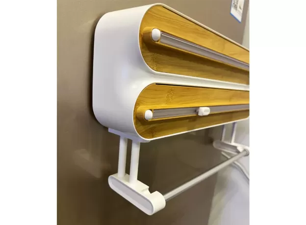 MAGNETIC PLASTIC WRAP DISPENSER WITH CUTTER - REFILLABLE ALUMINUM TIN FOIL AND PLASTIC WRAP ORGANIZER FOR KITCHEN