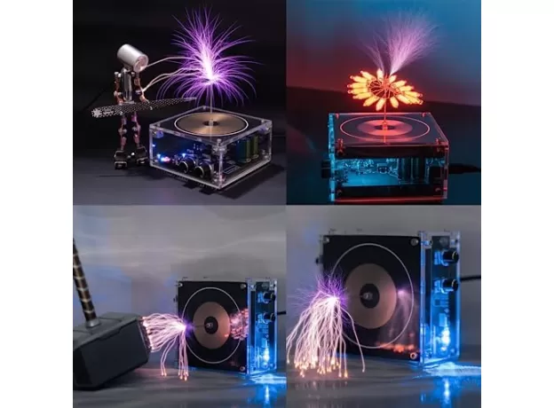 MUSIC TESLA COIL WIRELESS TRANSMISSION EXPERIMENT ARC PLASMA COIL DESKTOP TOY
