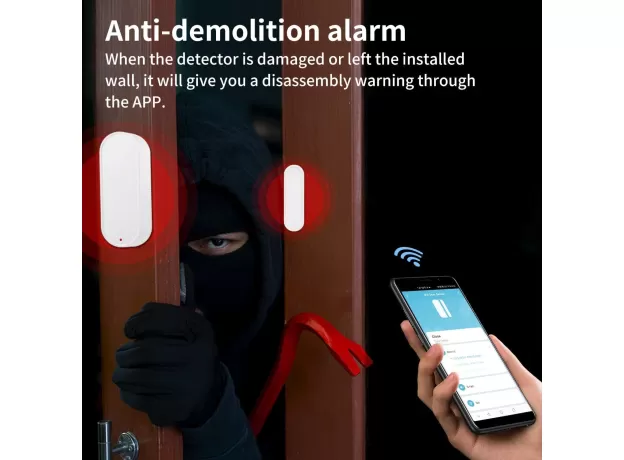 WIFI DOOR SENSOR, SMART WINDOW DOOR SENSOR ALARM, CONTACT SENSOR FOR HOME SECURITY, WIRELESS MAGNETIC DOOR OPEN DETECTOR
