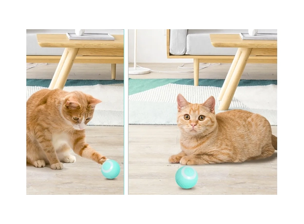 Interactive Cat Toys Ball, Automatic 360° Self-Rotating Rolling Ball with USB Rechargeable pet Exercise Chase Toy Ball for Kitten