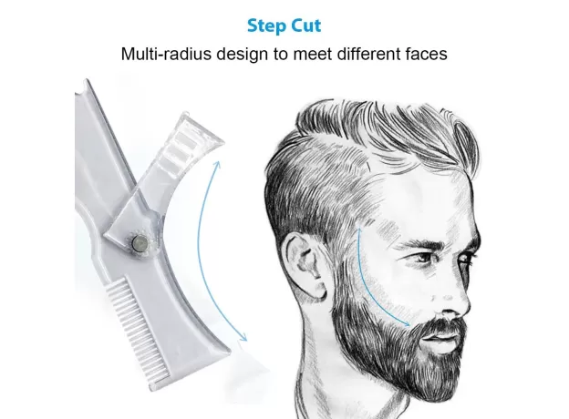 5 IN 1 BEARD SHAPER KIT - PREMIUM SHAPING TOOL - 100% CLEAR | MANY STYLES - BEARD/HAIR LINEUP
