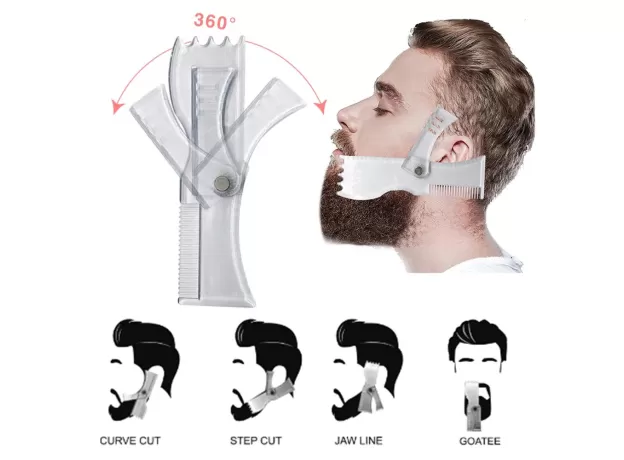 5 IN 1 BEARD SHAPER KIT - PREMIUM SHAPING TOOL - 100% CLEAR | MANY STYLES - BEARD/HAIR LINEUP