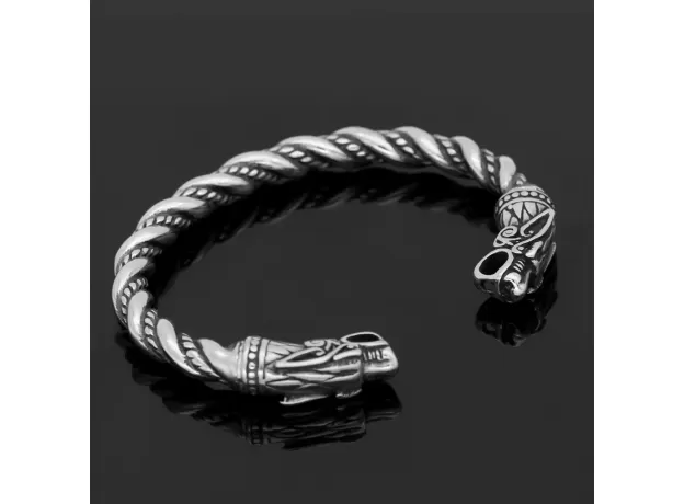 VIKING STAINLESS STEEL WOLF RAVEN BEAR HEAD CUFF BRACELET FOR MEN, VIKING JEWELRY GIFTS