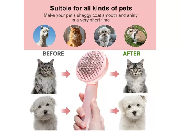CAT BRUSH FOR SHEDDING, DOG SELF CLEANING SLICKER GROOMING BRUSHES FOR DOGS CATS PET BRUSH TOOL GENTLY REMOVES LOOSE UNDERCOAT PETS HAIR SLICKER BRUSH FOR PET MASSAGE