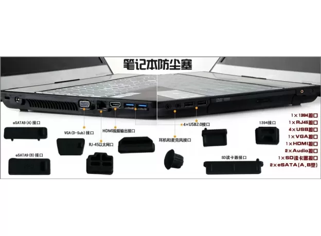 DUST PLUGS COVERS, SOFT SILICONE COMPUTER PORT ANTI-DUST PLUGS, DUST COVERS STOPPERS FOR COMPUTER PC CASE BOX LAPTOP PORT