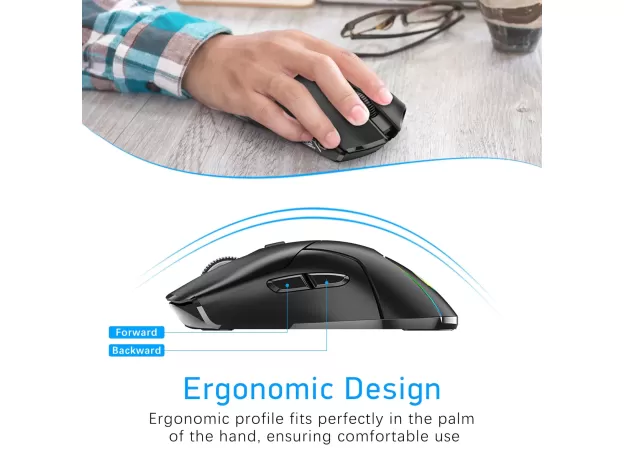 RECHARGEABLE WIRELESS MOUSE BLUETOOTH MOUSE - LED, 3 ADJUSTABLE DPI, BLUETOOTH SWITCH