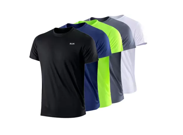 Men's Quick Dry Short Sleeve Gym Running Moisture Wicking Round Neck T-Shirt Training Exercise Gym Sport Shirt Tops Lightweight