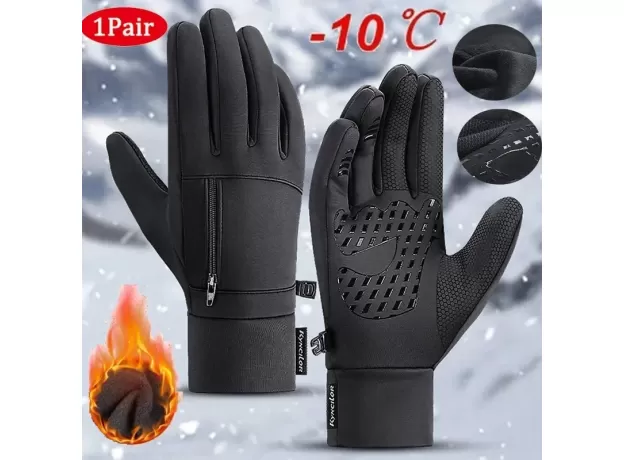 Winter Waterproof Gloves Outdoor Sports Running Motorcycle Ski Touch Screen Fleece Gloves Non-Slip Warm Full Fingers