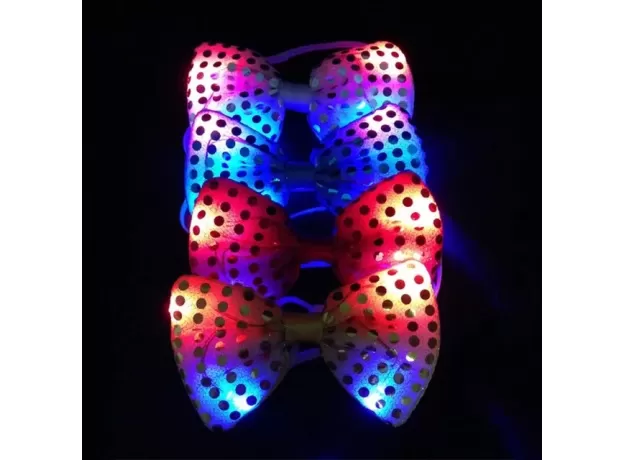 BOWTIE FLASHING LIGHT UP SEQUIN NECKTIE LED BOW TIE NECKTIE CLUB BAR XMAS PARTY WOMEN TIE WEDDING BOWTIE LUMINOUS GIFT