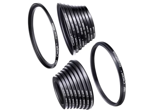 LENS FILTER STEP UP AND DOWN ADAPTER RING SET 37-82MM AND 82-37MM FOR CANON NIKON SONY DSLR CAMERA LENS