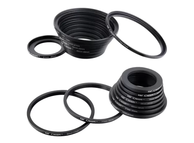 LENS FILTER STEP UP AND DOWN ADAPTER RING SET 37-82MM AND 82-37MM FOR CANON NIKON SONY DSLR CAMERA LENS