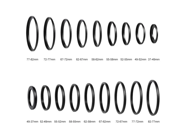 LENS FILTER STEP UP AND DOWN ADAPTER RING SET 37-82MM AND 82-37MM FOR CANON NIKON SONY DSLR CAMERA LENS