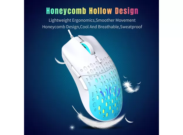 USB WIRED GAMING MOUSE RGB GAMER HOLLOW OUT MOUSES ADJUSTABLE 3600 DPI HONEYCOMB MACRO PROGRAMMABLE ERGONOMIC MICE FOR PUBG