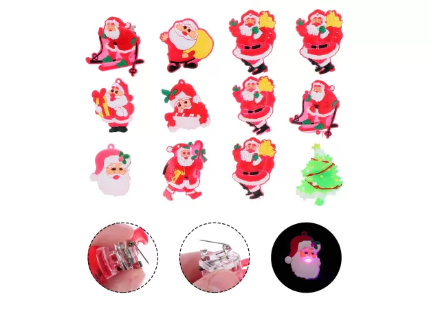 LED Brooch Christmas Brooch Pin Santa Claus Badge Brooch for Children Gift Party Favors