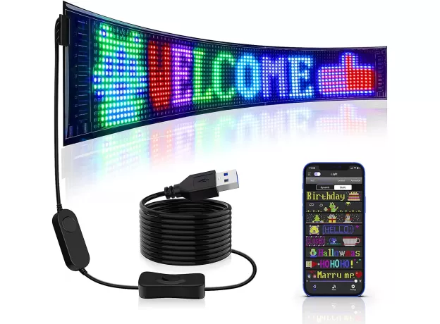 LED MATRIX PIXEL PANEL ,USB 5V FLEXIBLE ADDRESSABLE RGB PATTERN GRAFFITI SCROLLING TEXT ANIMATION DISPLAY CAR SHOP,BLUETOOTH APP
