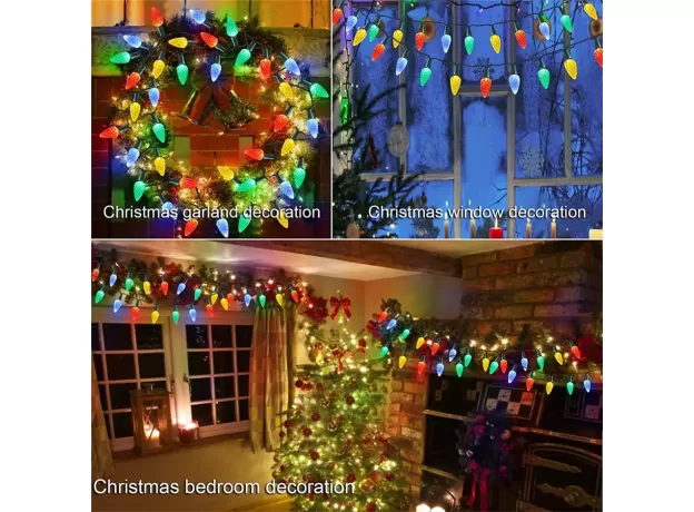 LED CHRISTMAS GARLAND FAIRY LIGHTS WATERPROOF 8 MODES STRAWBERRY STRING LIGHT FOR PATIO GARDEN PARTY WEDDING DECORATION