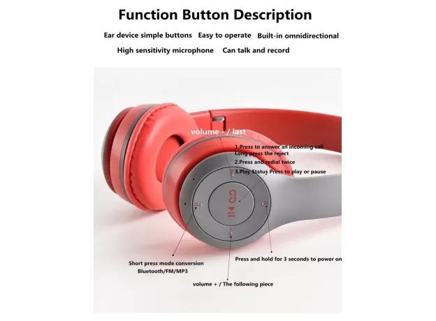 STEREO P47 HEADSET 5.0 BLUETOOTH HEADSET FOLDING SERIES WIRELESS SPORTS GAME HEADSET FOR IPHONE XIAOMI