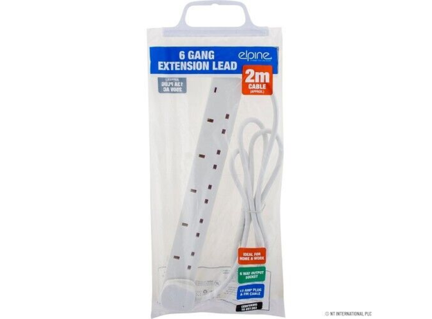 EXTENSION WHITE LEAD CABLE ELECTRIC MAINS POWER 4-6 GANG WAY PLUG SOCKET