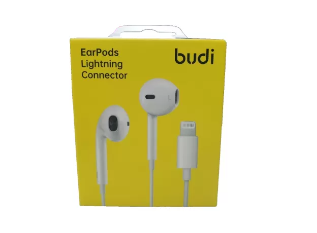 BUDI WIRED EARPHONES WITH LIGHTNING CONNECTOR BUDI EP20L (WHITE)