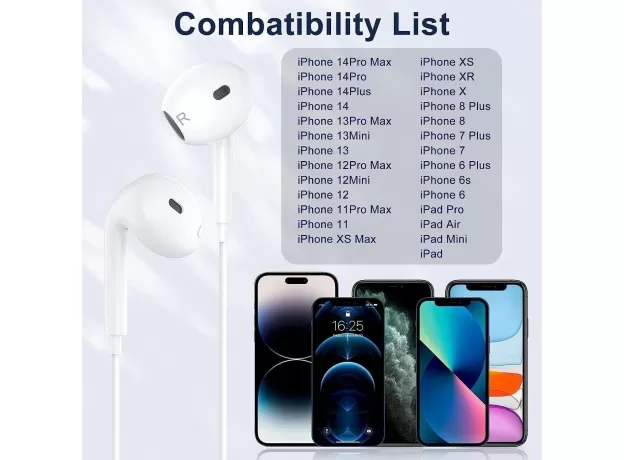 VEN-DENS POP-UP EARPHONE FOR APPLE IPHONE IPAD HIGH SOUND QUALITY VDEAR002 WHITE