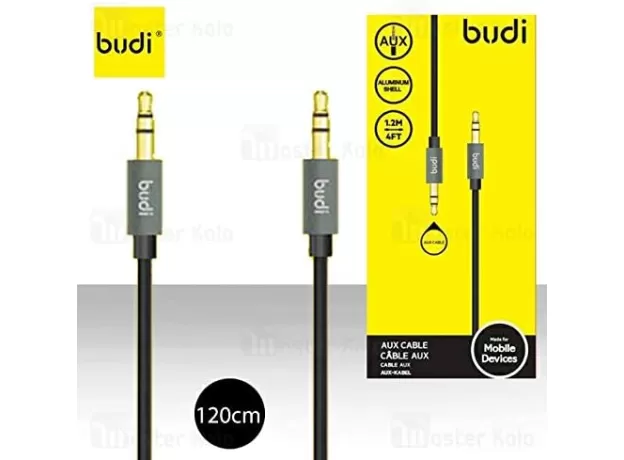 BUDI 3.5MM JACK TO JACK AUX AUDIO CABLE 1.2M LONG - BLACK