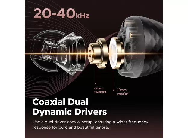 SOUNDPEATS ENGINE4 HI-RES BLUETOOTH 5.3 WIRELESS EARBUDS WITH LDAC, COAXIAL DUAL DYNAMIC DRIVERS FOR STEREO SOUND