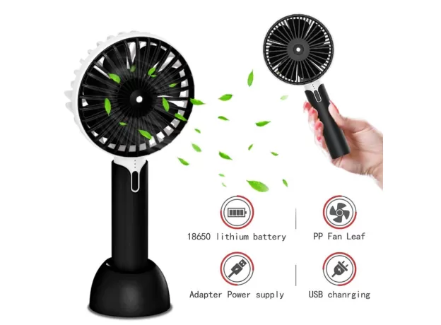 MINI HANDHELD FAN BATTERY OPERATED USB RECHARGEABLE ADJUSTABLE SPEED PERSONAL FAN
