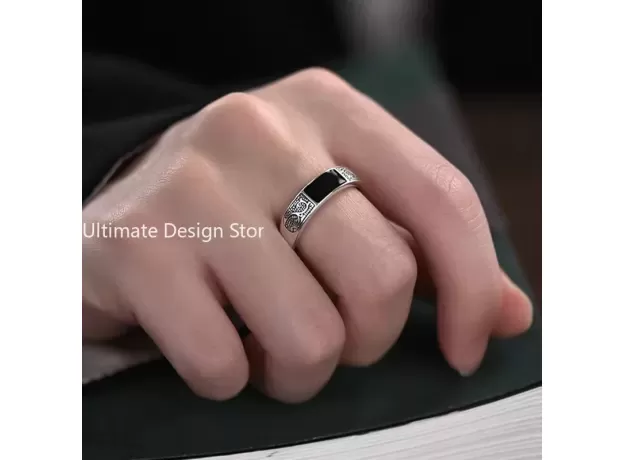 FASHION NEW VINTAGE DRAGON PATTERN TITANIUM STEEL RING HIP HOP MEN SINGLE PARTY OPENING ADJUSTABLE RING