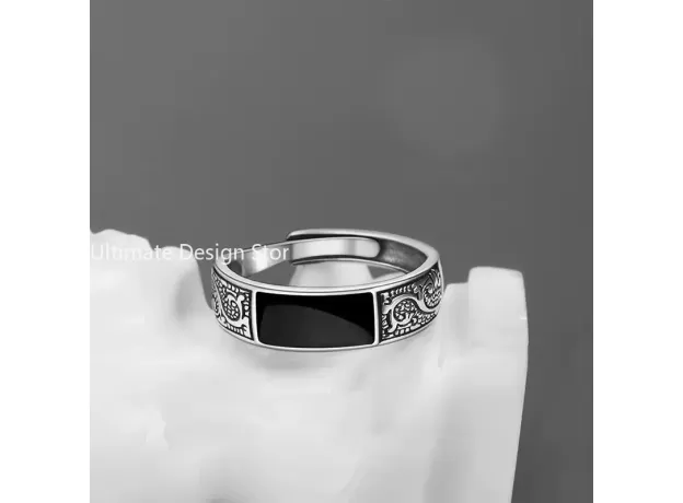 FASHION NEW VINTAGE DRAGON PATTERN TITANIUM STEEL RING HIP HOP MEN SINGLE PARTY OPENING ADJUSTABLE RING