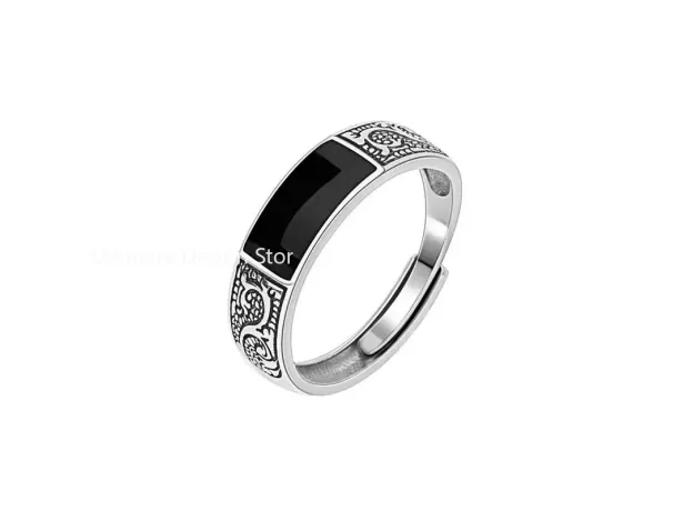 FASHION NEW VINTAGE DRAGON PATTERN TITANIUM STEEL RING HIP HOP MEN SINGLE PARTY OPENING ADJUSTABLE RING