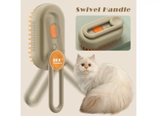 STEAMY CAT BRUSH 3 IN 1 ELECTRIC ANTI-SPLASHING FOR MASSAGE PET GROOMING COMB HAIR REMOVAL COMBS