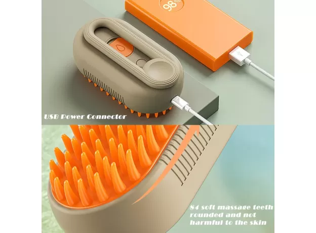 STEAMY CAT BRUSH 3 IN 1 ELECTRIC ANTI-SPLASHING FOR MASSAGE PET GROOMING COMB HAIR REMOVAL COMBS
