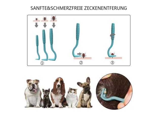 PET FLEA & TICK REMOVER TOOL – GROOMING HOOK COMB FOR DOGS & CATS