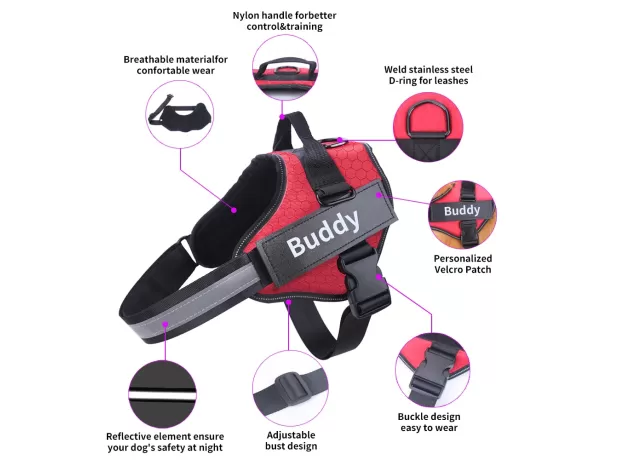 PERSONALIZED NO PULL DOG HARNESS – REFLECTIVE ADJUSTABLE CUSTOM ID PET VEST