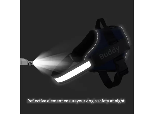 PERSONALIZED NO PULL DOG HARNESS – REFLECTIVE ADJUSTABLE CUSTOM ID PET VEST