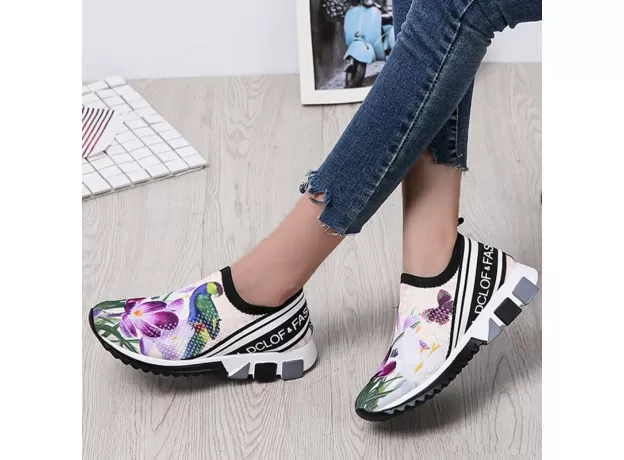 WOMEN SNEAKERS FLOWER SOCK SHOES WEDGES HEIGHT INCREASING CHUNKY THICK SOLE PLATFORM