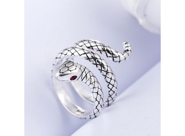 100% Sterling Silver Trendy Snake Animal Lady Finger Rings Original Jewelry For Women