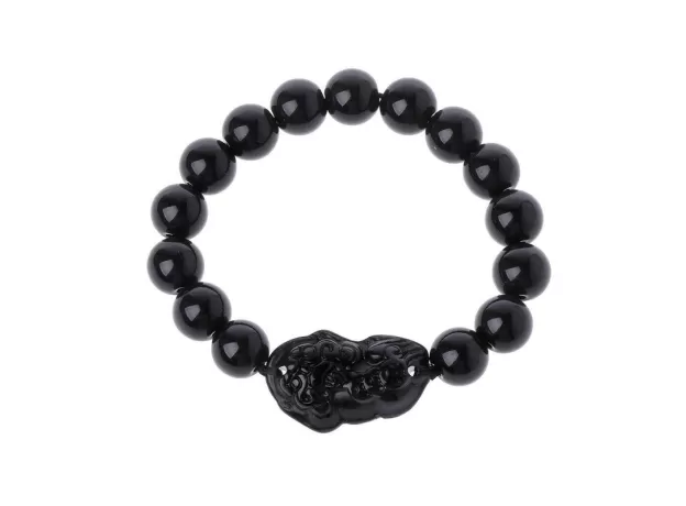 FENG SHUI BLACK OBSIDIAN WEALTH BRACELET - GOLD PIXIU UNISEX WRISTBAND